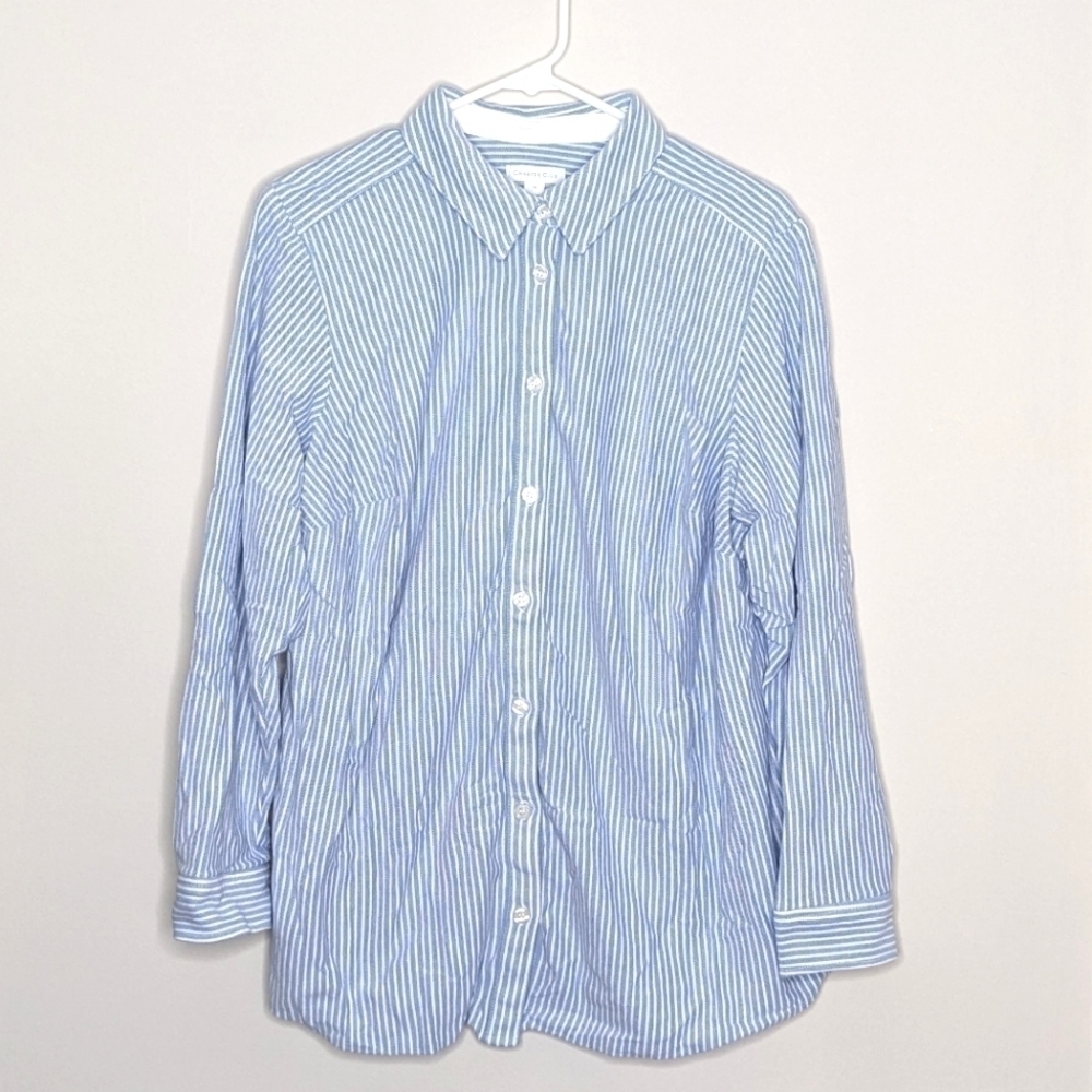 Charter Club Blue Seersucker Button Down Shirt 2XL